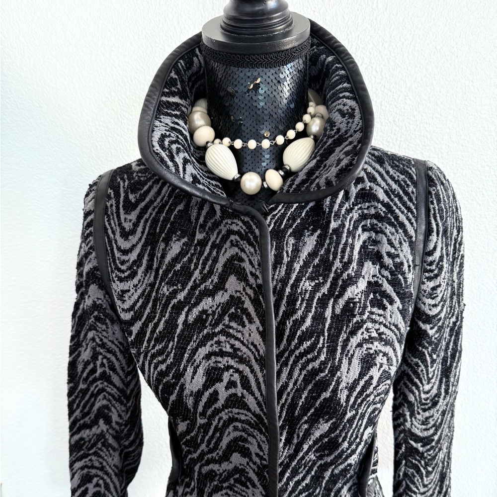 FiFi Collection Gray & Black Brocade Coat - Picture 5 of 10